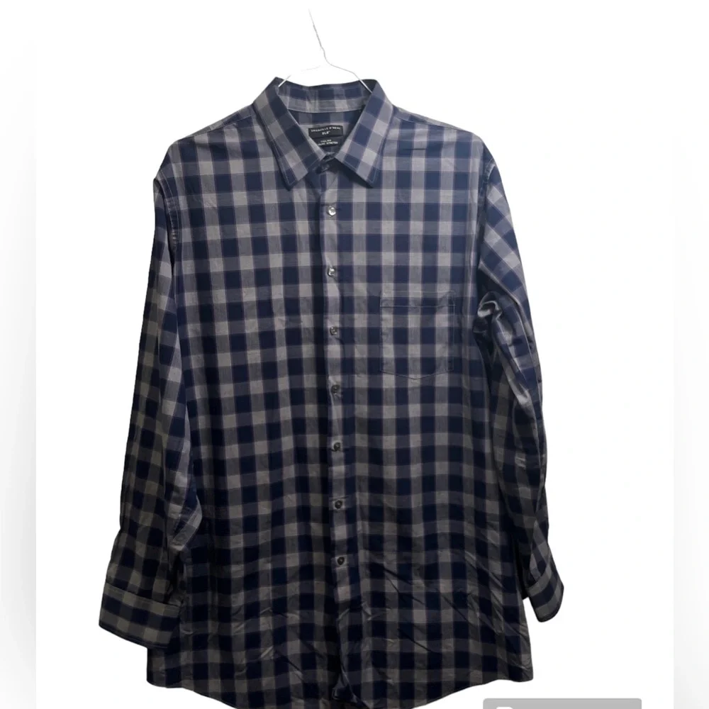 Shaquille O'Neal XLG Tall Fit Stretch Button Down Shirt MENS‎ SZ 18 36/37 EUC